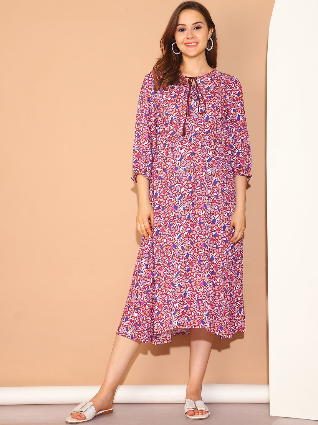 Moms Maternity Women Floral Printed Ruffled Maternity Fit & Flare Midi Dress, Maroon
Moms Maternity Women Floral Printed Ruffled Maternity Fit & Flare Midi Dress, Maroon