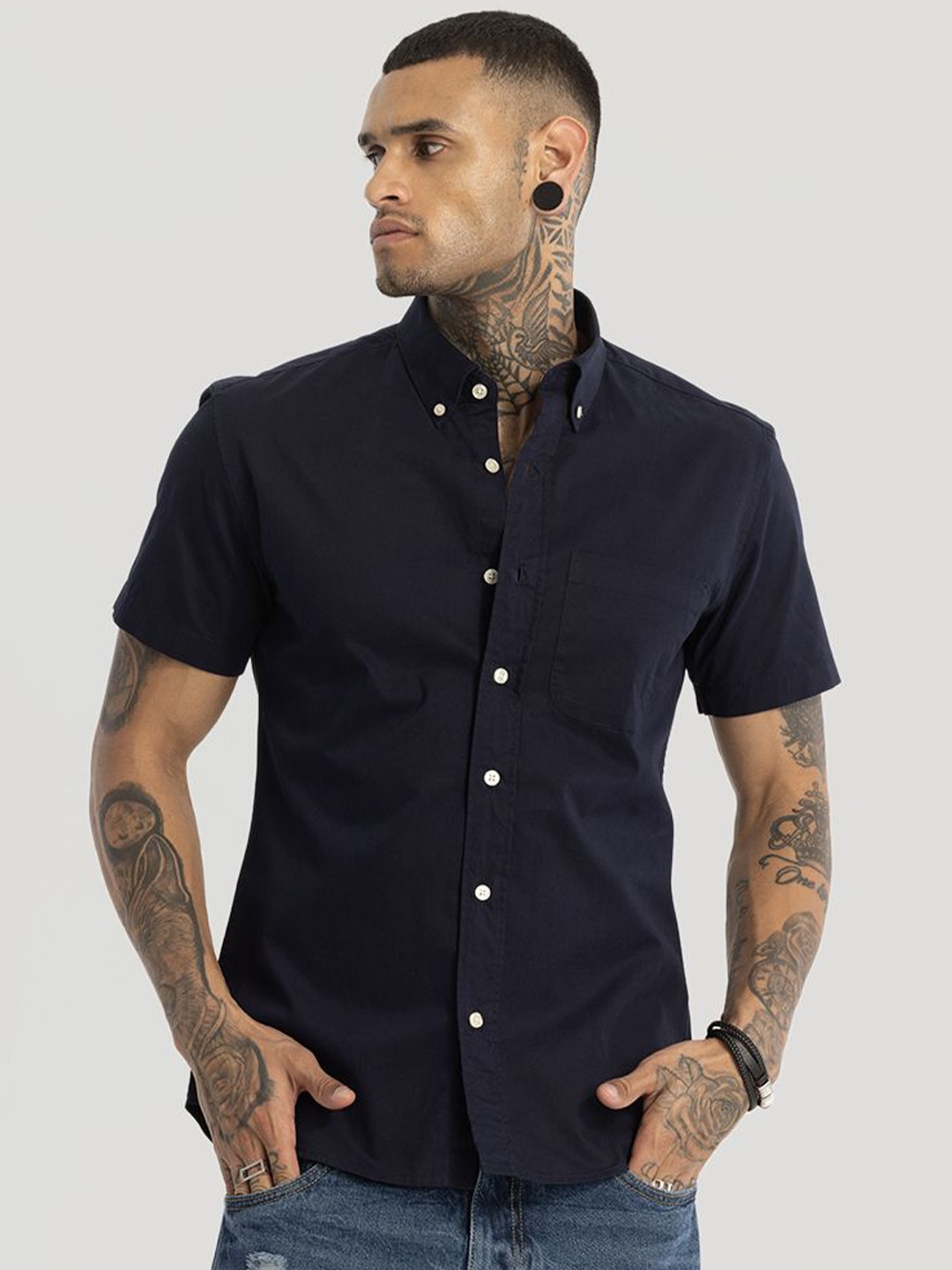 Snitch Men Smart Button-Down Collar Solid Cotton Slim Fit Casual Shirt, Navy blue
Snitch Men Smart Button-Down Collar Solid Cotton Slim Fit Casual Shirt, Navy blue