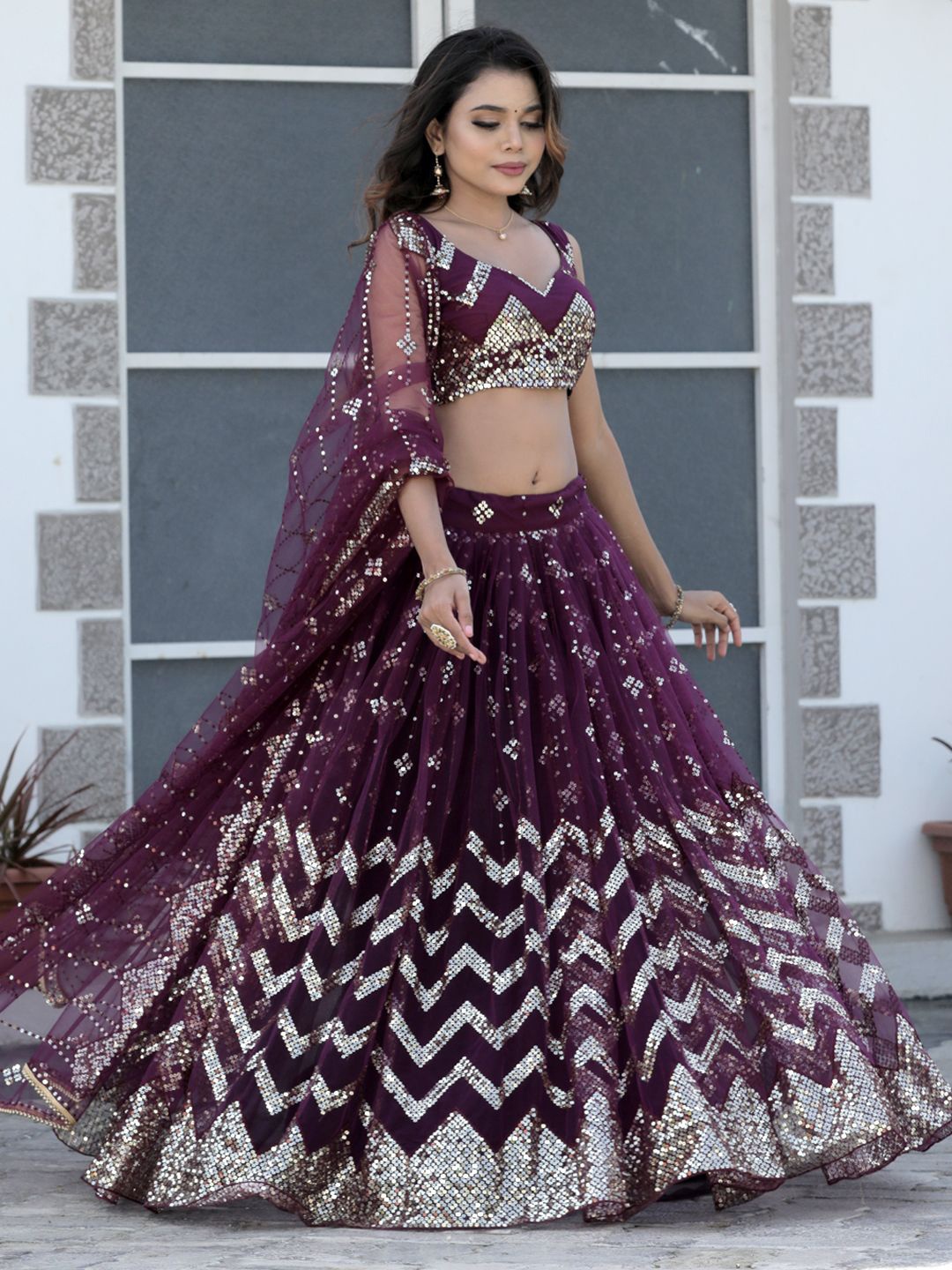 TIKODI Embroidered Sequinned Semi-Stitched Lehenga & Unstitched Blouse With Dupatta, Purple
TIKODI Embroidered Sequinned Semi-Stitched Lehenga & Unstitched Blouse With Dupatta, Purple