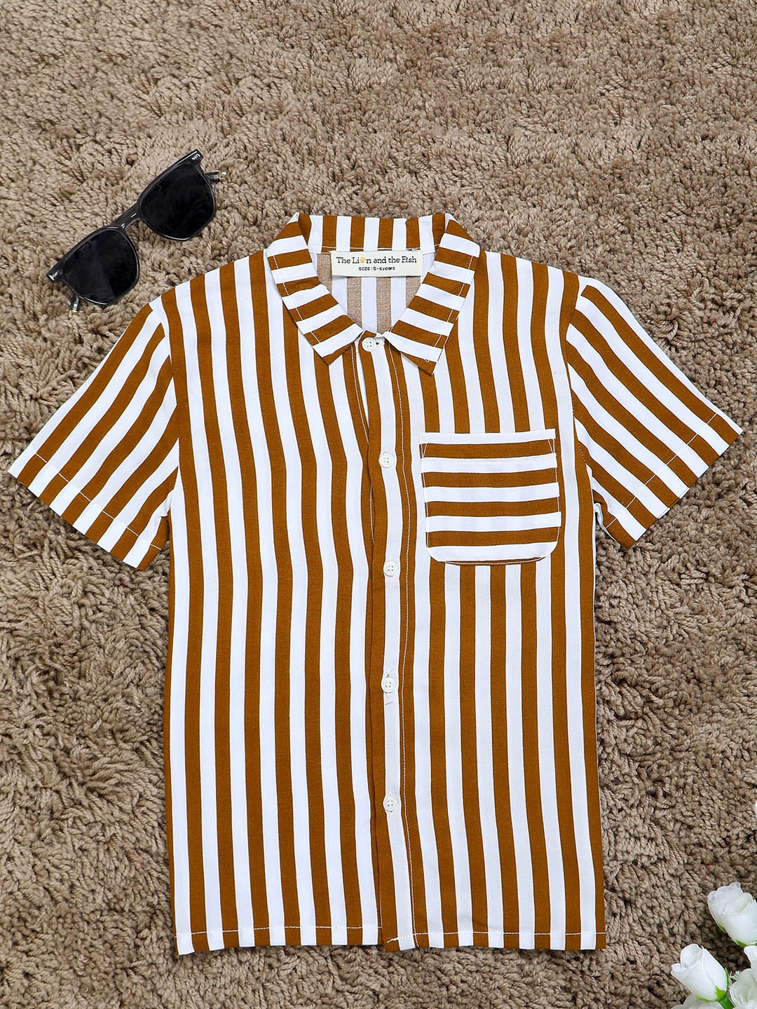 The Lion and The Fish Boys Comfort Spread Collar Striped Relaxed Fit Casual Shirt, Brown
The Lion and The Fish Boys Comfort Spread Collar Striped Relaxed Fit Casual Shirt, Brown