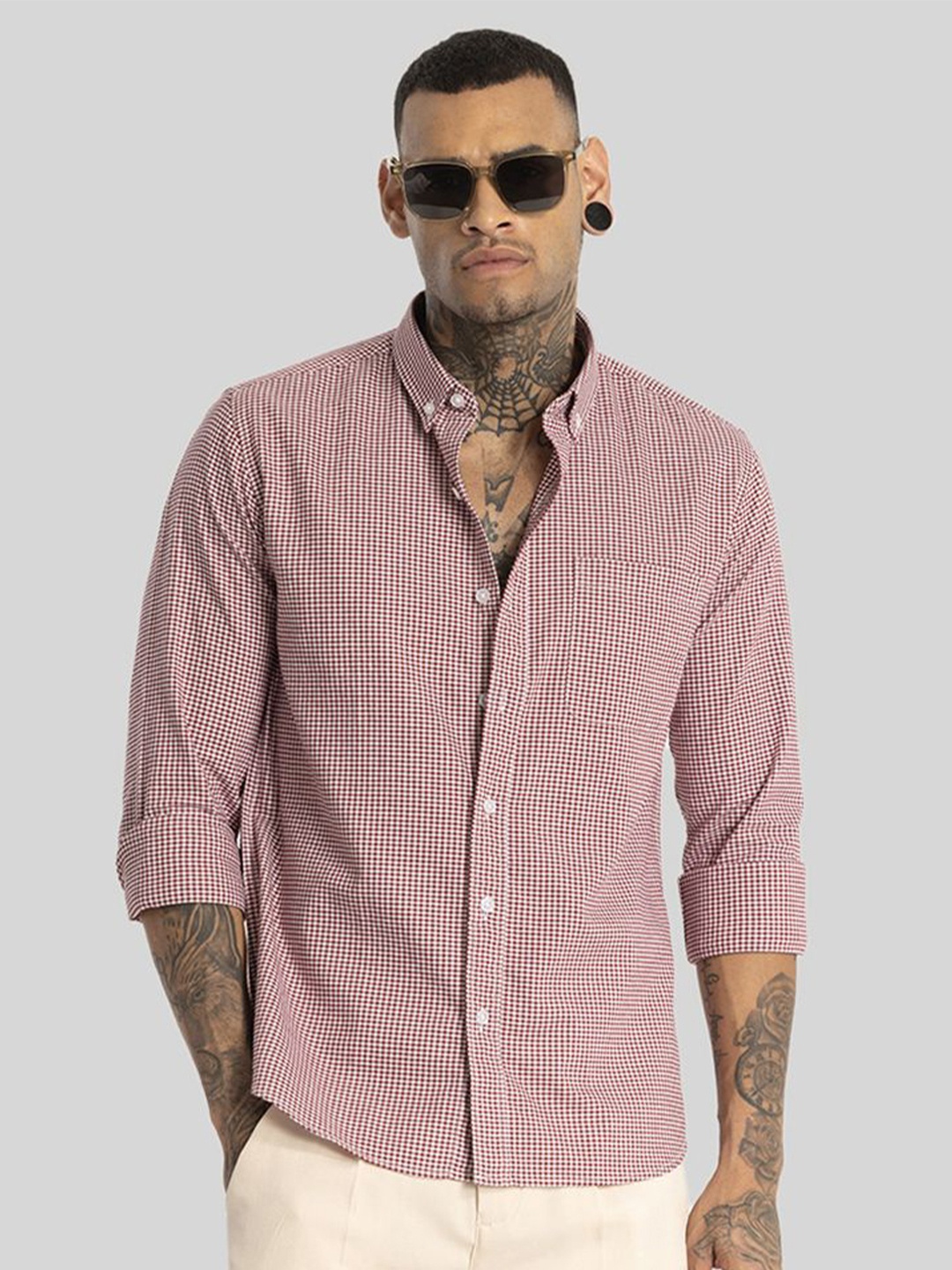 Snitch Men Smart Button-Down Collar Micro Checked Cotton Slim Fit Casual Shirt, Red
Snitch Men Smart Button-Down Collar Micro Checked Cotton Slim Fit Casual Shirt, Red