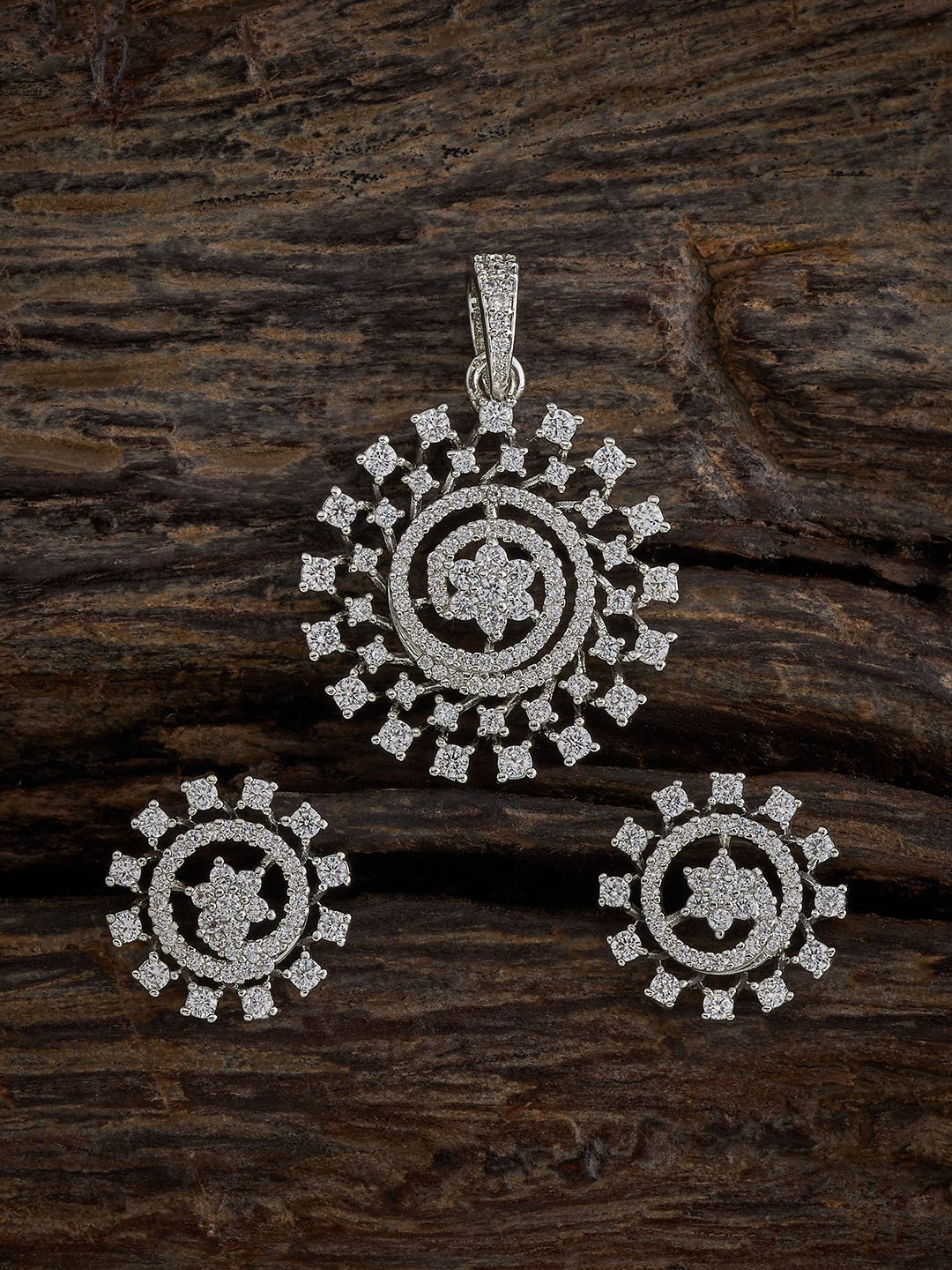 Kushal's Fashion Jewellery Rhodium-Plated Cubic Zirconia Stone-Studded Jewellery Set, Silver
Kushal's Fashion Jewellery Rhodium-Plated Cubic Zirconia Stone-Studded Jewellery Set, Silver