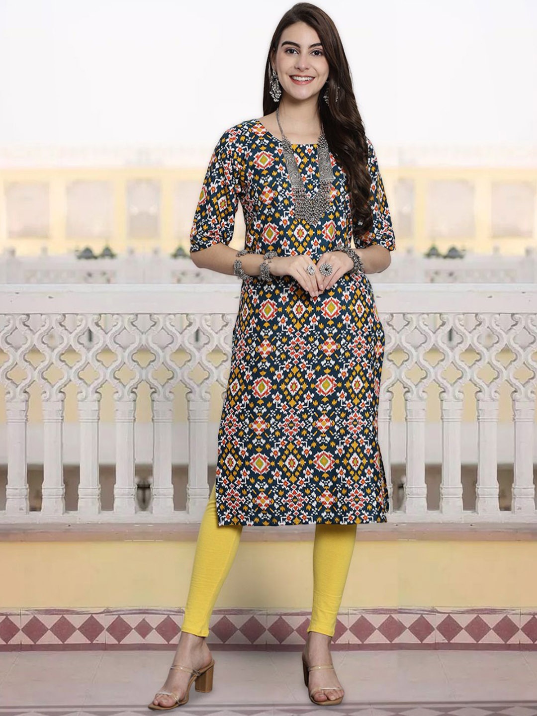 7Threads Women Ethnic Motifs Printed Sequinned Floral Crepe Kurta, Multi
7Threads Women Ethnic Motifs Printed Sequinned Floral Crepe Kurta, Multi