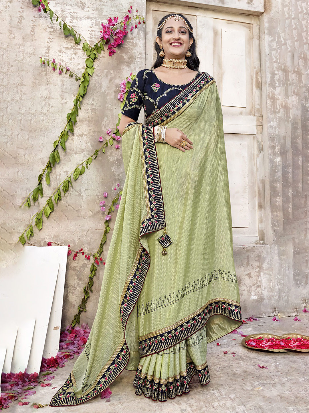 NIRMAL CREATION Embroidered Pure Silk Saree, Green
NIRMAL CREATION Embroidered Pure Silk Saree, Green