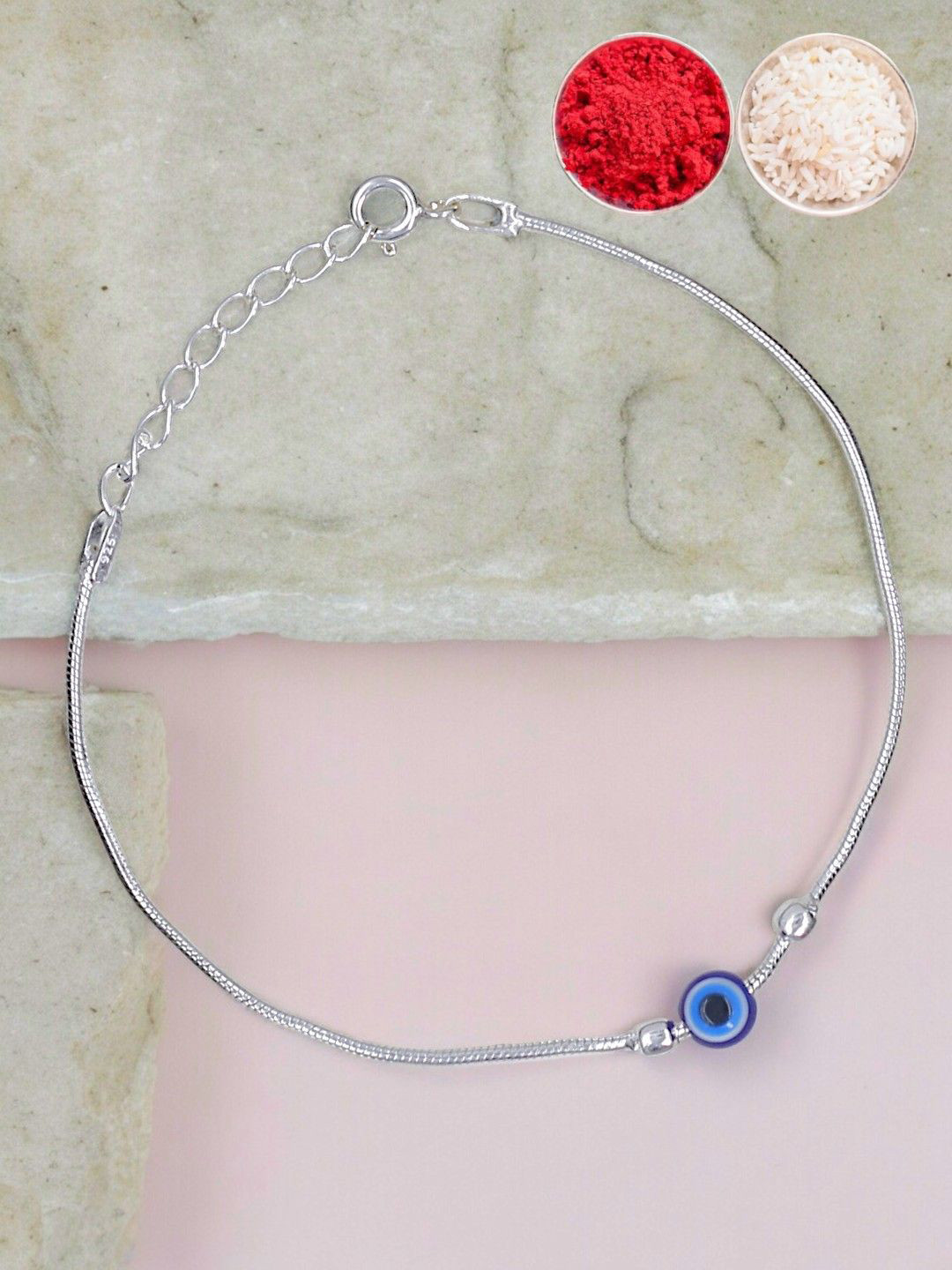 Taraash Taraash 925 Sterling Silver Evil Eye Beaded Chain Bracelet Rakhi
Taraash Taraash 925 Sterling Silver Evil Eye Beaded Chain Bracelet Rakhi
