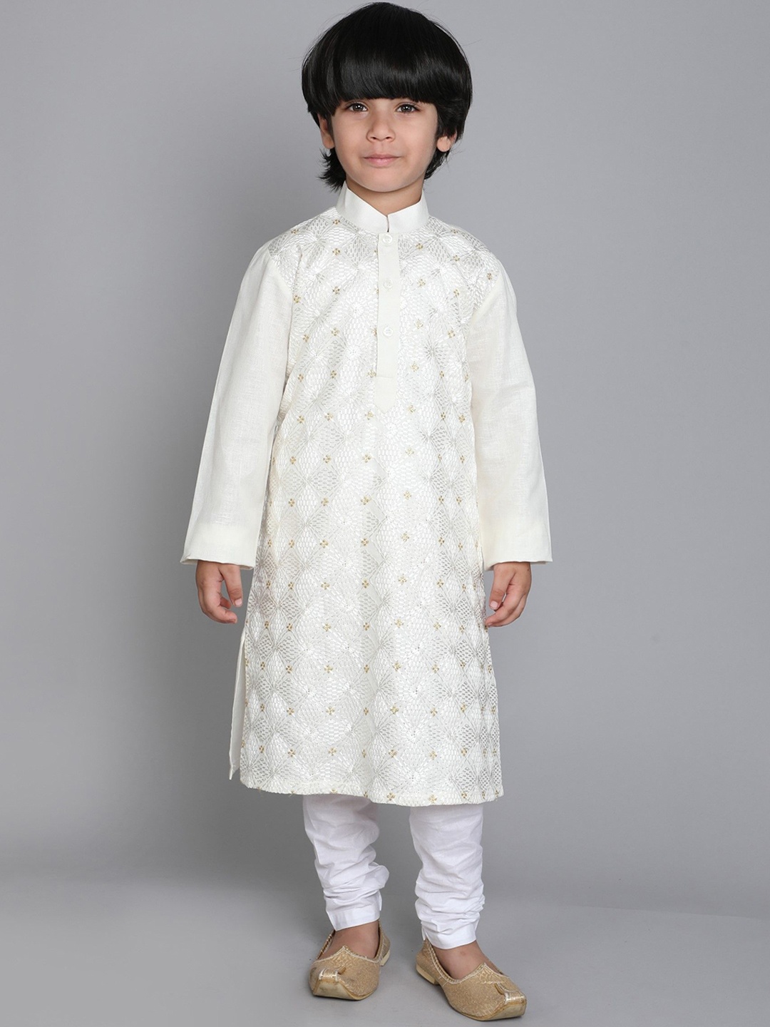 Little Clothings Boys Geometric Embroidered Regular Thread Work Linen Kurta With Pyjama, Off white
Little Clothings Boys Geometric Embroidered Regular Thread Work Linen Kurta With Pyjama, Off white