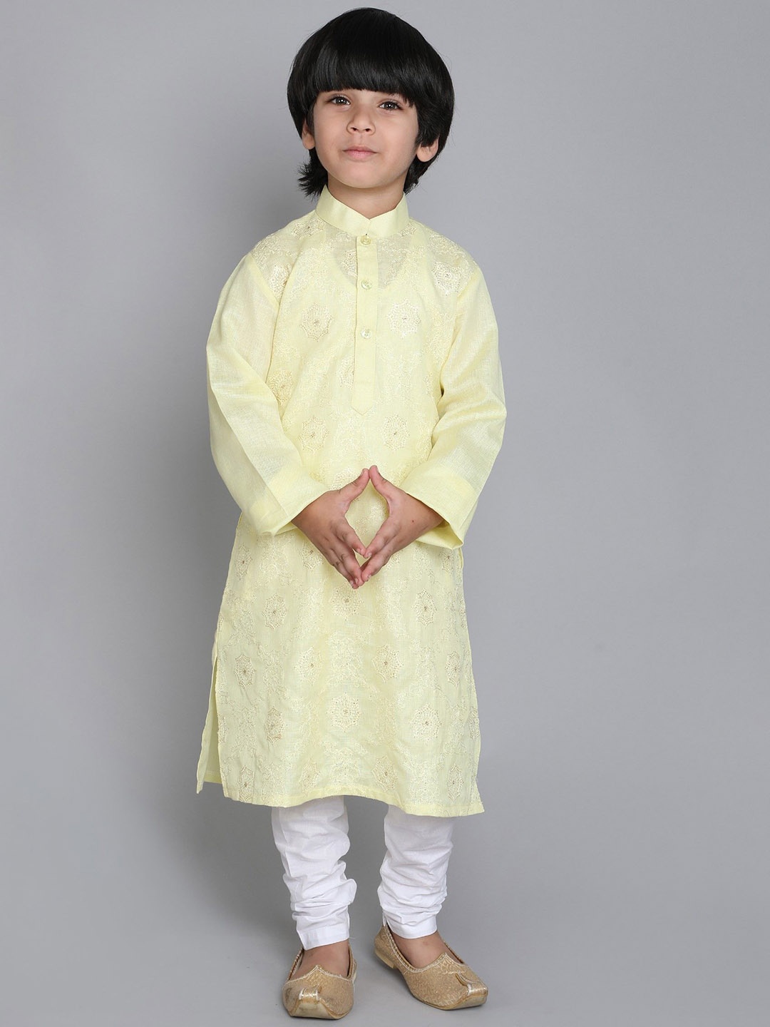 Little Clothings Boys Floral Embroidered Mandarin Collar Linen Kurta With Pyjama, Yellow
Little Clothings Boys Floral Embroidered Mandarin Collar Linen Kurta With Pyjama, Yellow