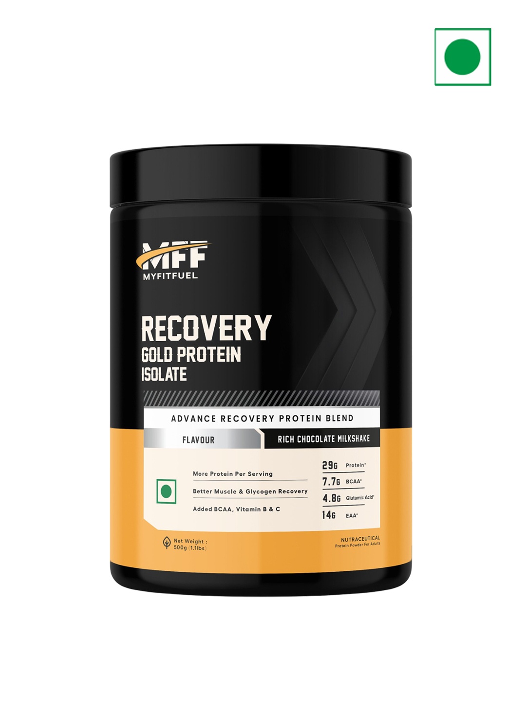 MyFitFuel Recovery Gold Protein Isolate - Rich Chocolate Milkshake Flavour - 500g, Brown
MyFitFuel Recovery Gold Protein Isolate - Rich Chocolate Milkshake Flavour - 500g, Brown