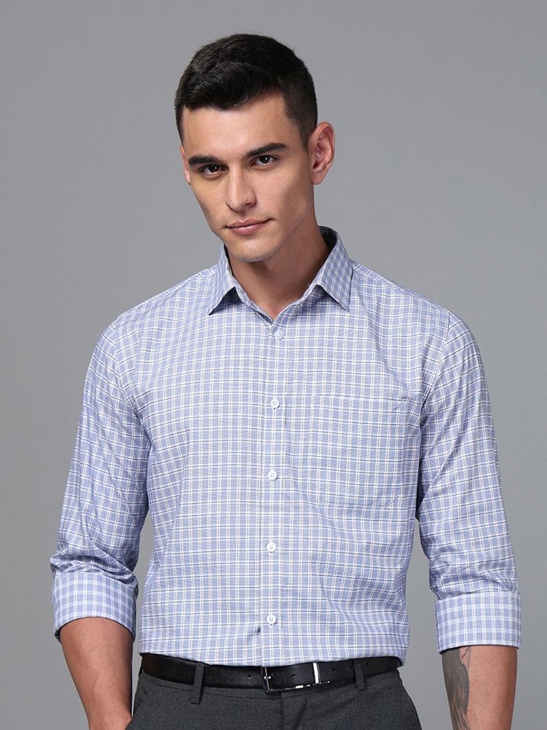 DON VINO Men Spread Collar Micro Checked Cotton Linen Slim Fit Semiformal Shirt, White
DON VINO Men Spread Collar Micro Checked Cotton Linen Slim Fit Semiformal Shirt, White