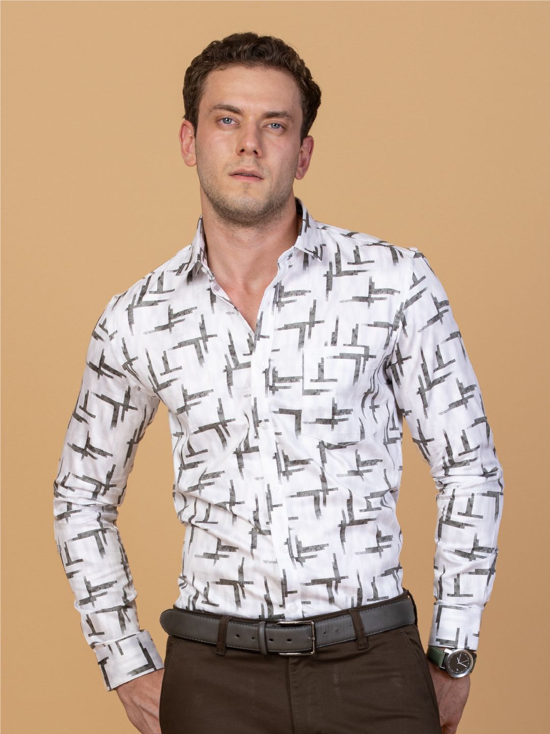 Monterrey SF Men Comfort Spread Collar Geometric Printed Slim Fit Casual Shirt, White
Monterrey SF Men Comfort Spread Collar Geometric Printed Slim Fit Casual Shirt, White