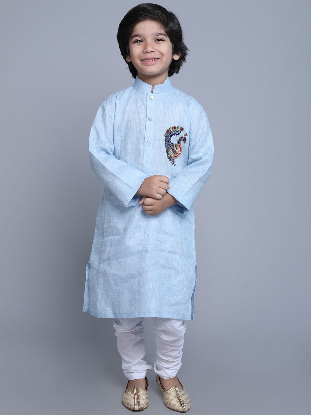 Little Clothings Boys Ethnic Motifs Embroidered Thread Work Linen Kurta With Churidar, Blue
Little Clothings Boys Ethnic Motifs Embroidered Thread Work Linen Kurta With Churidar, Blue