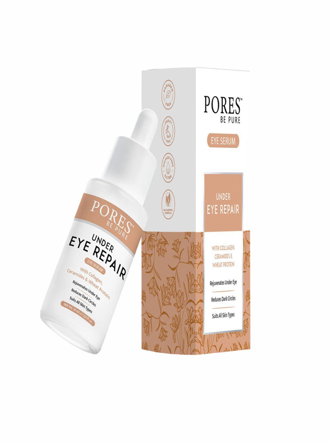 PORES Be Pure Under Eye Repair Collagen Eye Serum with Ceramides & Wheat Protein - 30ml, White
PORES Be Pure Under Eye Repair Collagen Eye Serum with Ceramides & Wheat Protein - 30ml, White