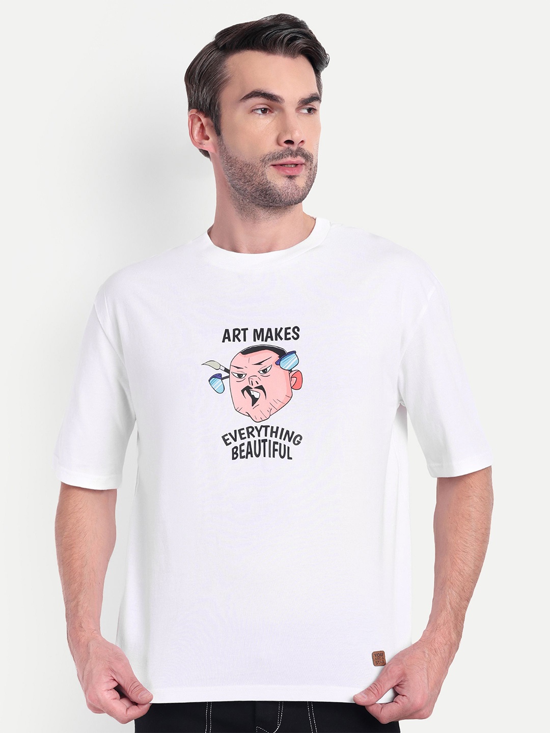 BOLLYWOO.OOO Unisex Bio Finish Graphic Printed Round Neck Cotton Oversized T-shirt, White
BOLLYWOO.OOO Unisex Bio Finish Graphic Printed Round Neck Cotton Oversized T-shirt, White