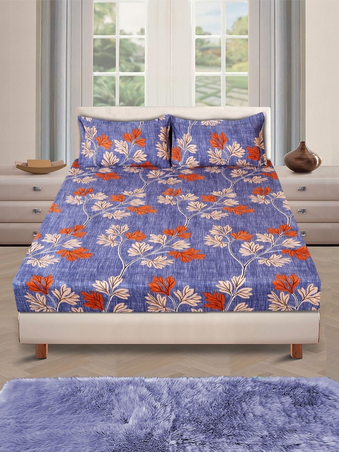 Myntra Elegant Homes Blue & Red Floral 144 TC Queen Bedsheet with 2 Pillow Covers
Myntra Elegant Homes Blue & Red Floral 144 TC Queen Bedsheet with 2 Pillow Covers