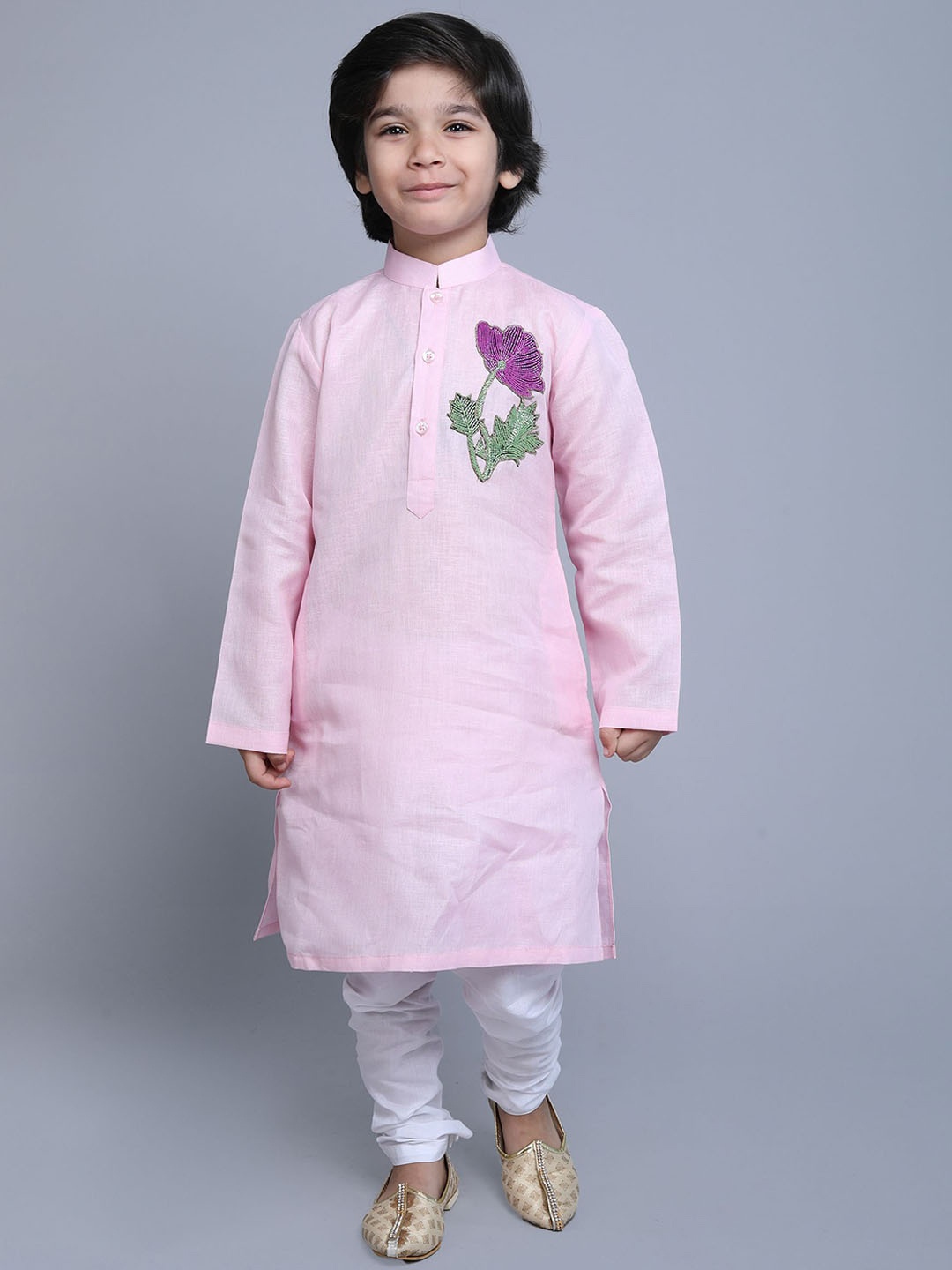 Little Clothings Boys Floral Embroidered Regular Thread Work Linen Kurta With Churidar, Pink
Little Clothings Boys Floral Embroidered Regular Thread Work Linen Kurta With Churidar, Pink