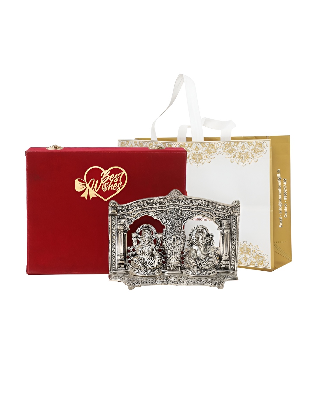INTERNATIONAL GIFT SilverToned Metal Laxmi Ganesh God Idol Showpiece with Velvet Box, Silver
INTERNATIONAL GIFT SilverToned Metal Laxmi Ganesh God Idol Showpiece with Velvet Box, Silver