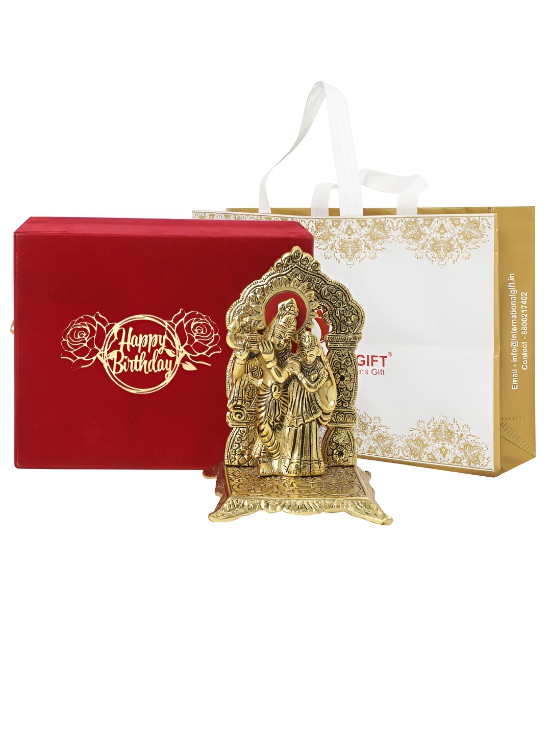 INTERNATIONAL GIFT Radha Krishna Chowki Metal Idol Showpiece With Velvet Box & Bag, Gold
INTERNATIONAL GIFT Radha Krishna Chowki Metal Idol Showpiece With Velvet Box & Bag, Gold