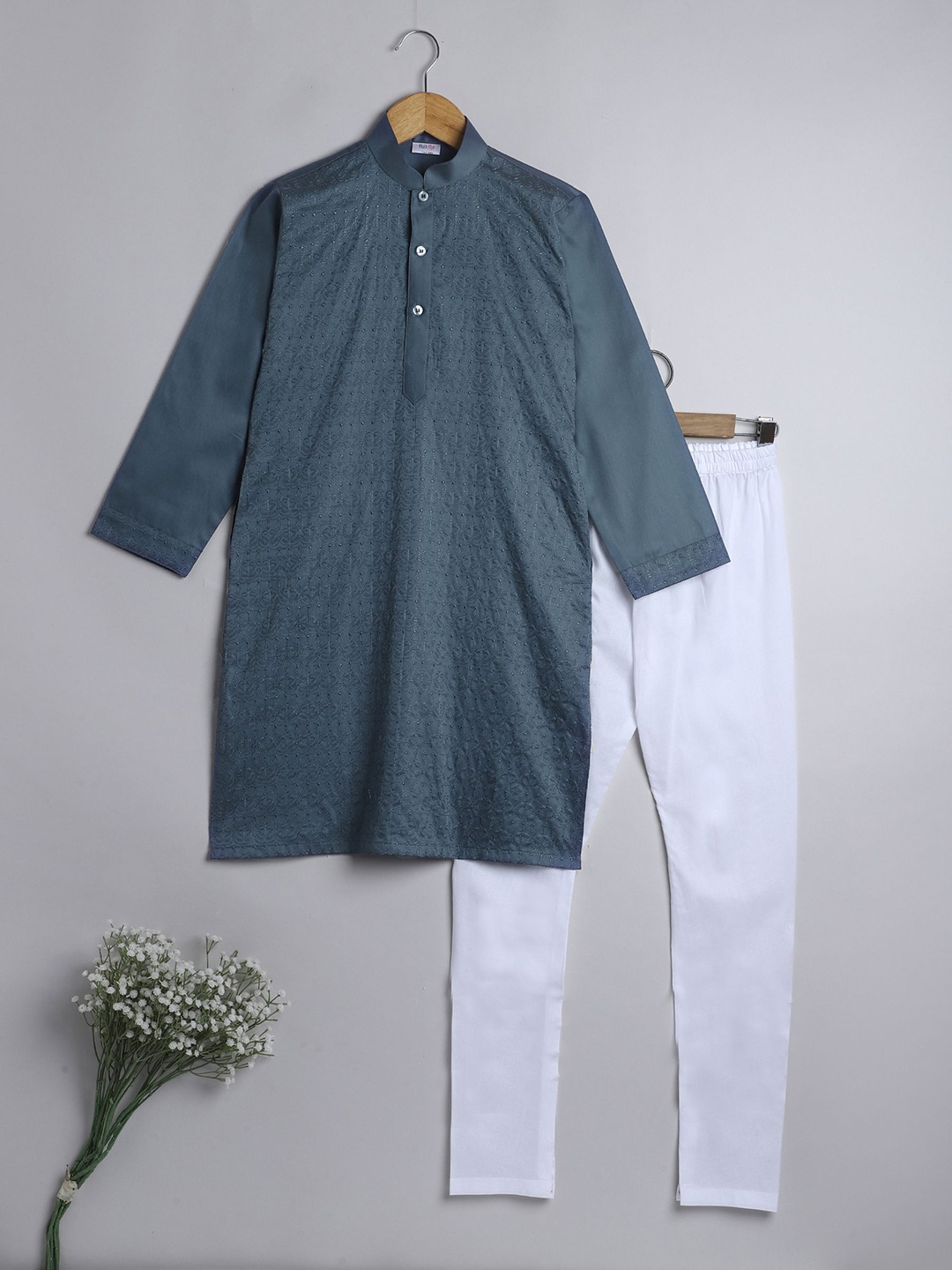 Little Clothings Boys Ethnic Motifs Embroidered Thread Work Straight Kurta With Churidar, Grey
Little Clothings Boys Ethnic Motifs Embroidered Thread Work Straight Kurta With Churidar, Grey