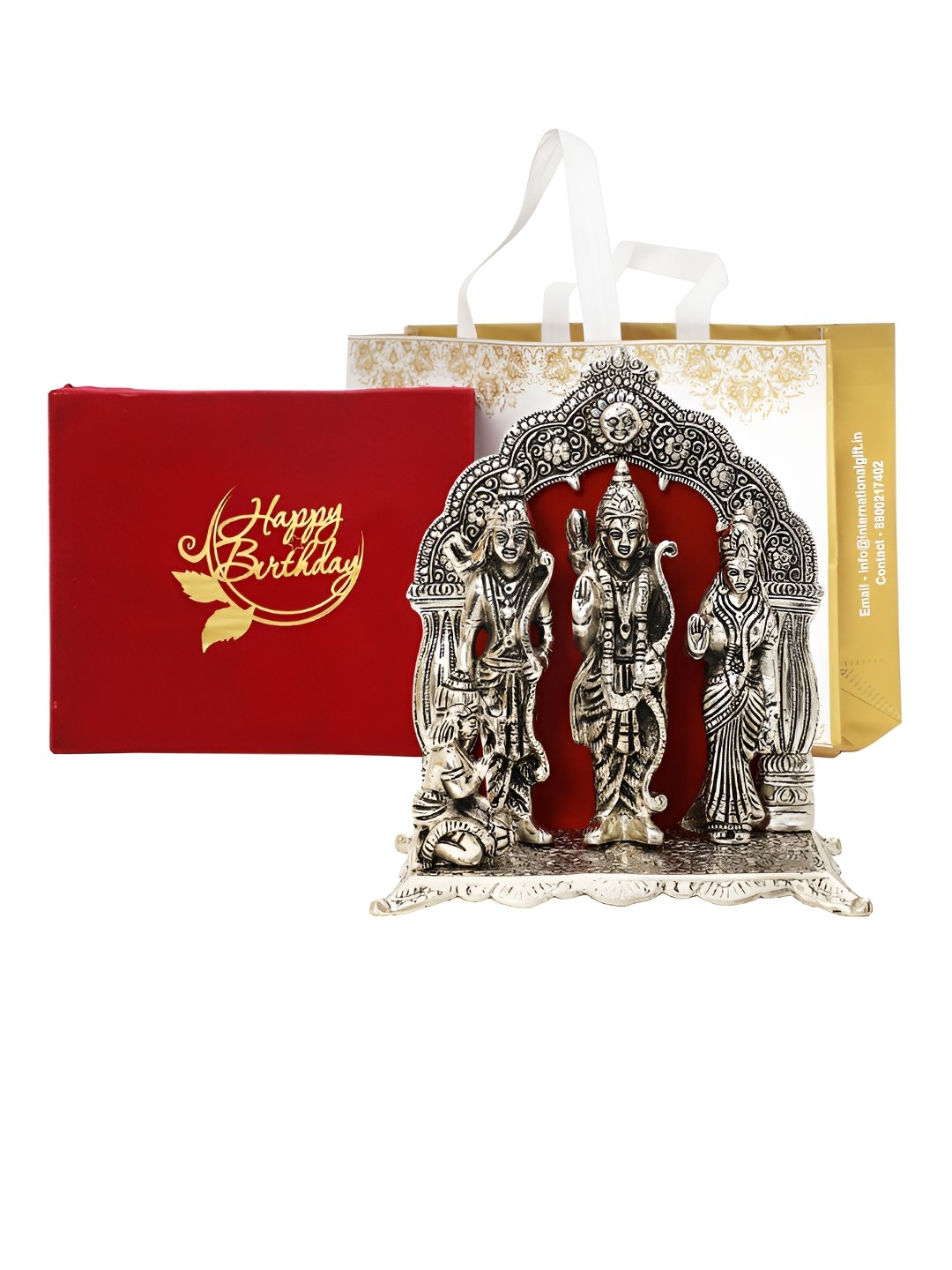 INTERNATIONAL GIFT Silver Toned Ram Darbar Idol Metal Showpiece With Velvet Box & Bag
INTERNATIONAL GIFT Silver Toned Ram Darbar Idol Metal Showpiece With Velvet Box & Bag
