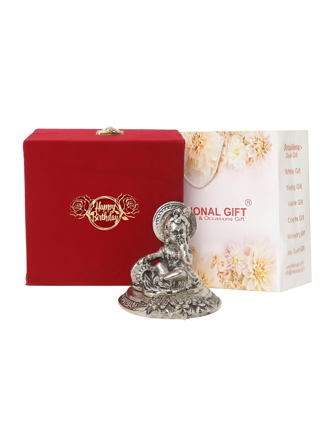 INTERNATIONAL GIFT Silver Toned Laddu Gopal Idol Metal Showpiece With Velvet Box & Bag
INTERNATIONAL GIFT Silver Toned Laddu Gopal Idol Metal Showpiece With Velvet Box & Bag