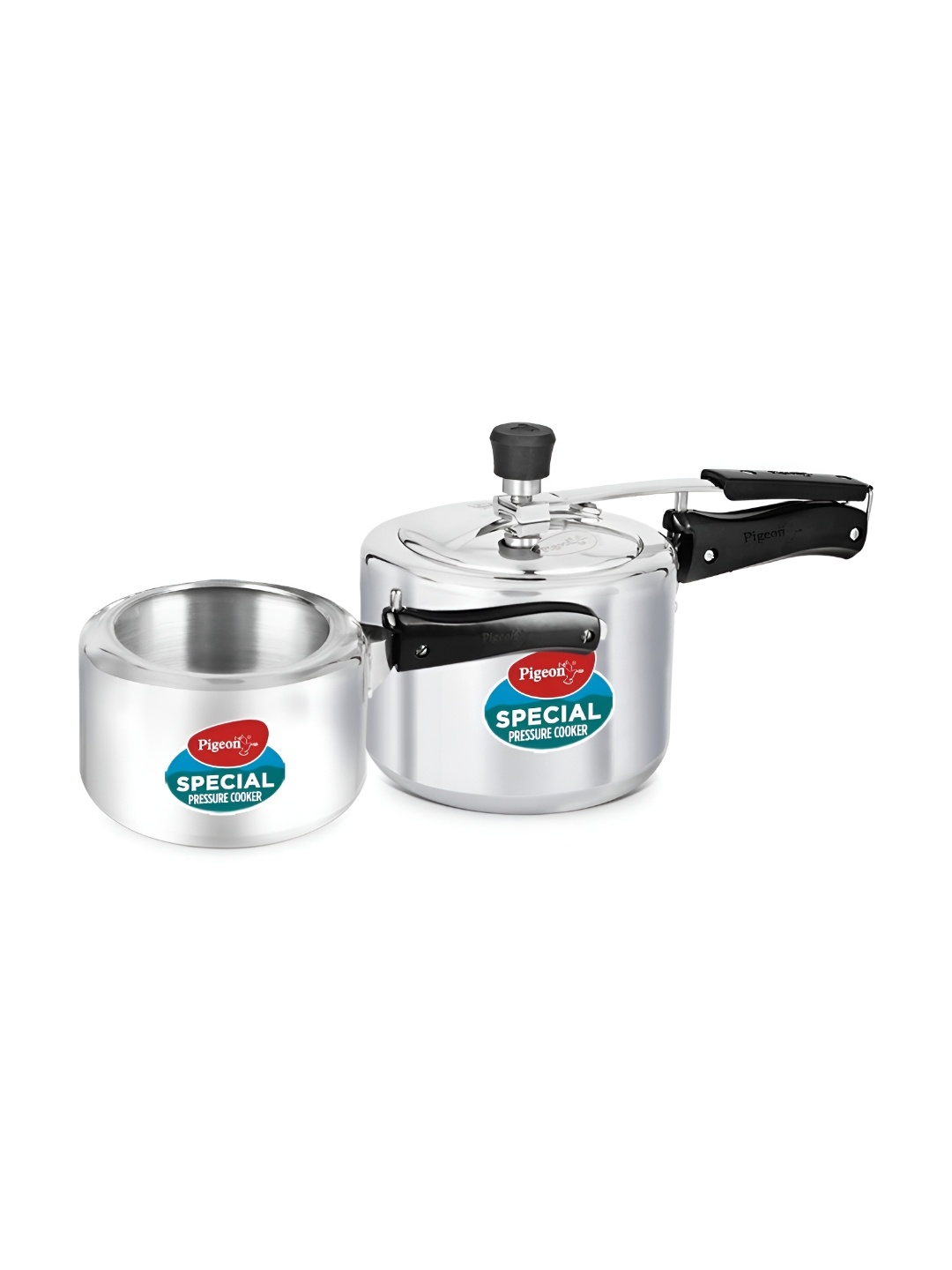 Pigeon Special 2 Pieces Black Aluminium Pressure Cooker With Induction - 2L & 3L, Silver
Pigeon Special 2 Pieces Black Aluminium Pressure Cooker With Induction - 2L & 3L, Silver