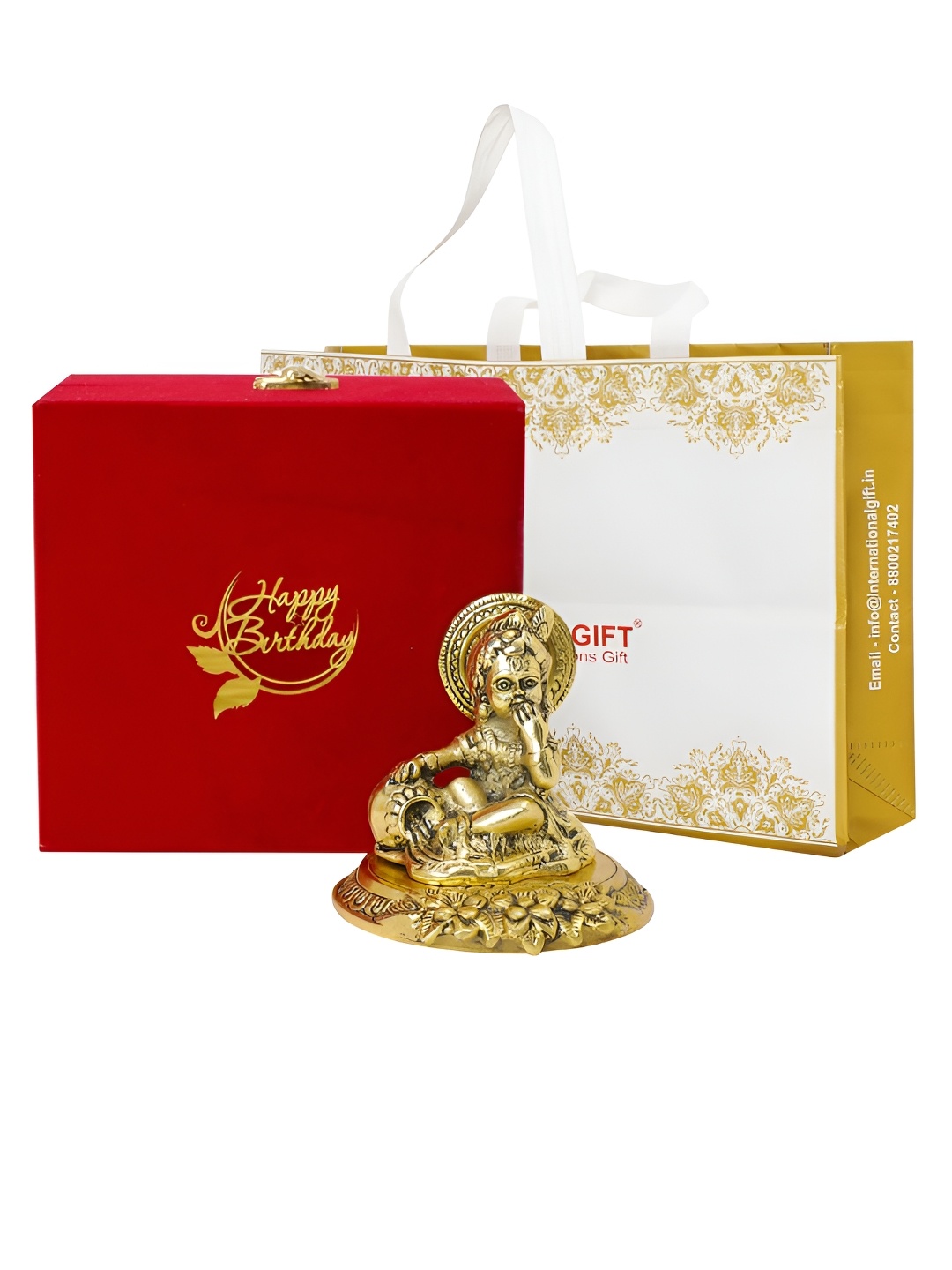 INTERNATIONAL GIFT Gold Toned Laddu Gopal Metal Idol Showpiece With Velvet Box & Bag
INTERNATIONAL GIFT Gold Toned Laddu Gopal Metal Idol Showpiece With Velvet Box & Bag