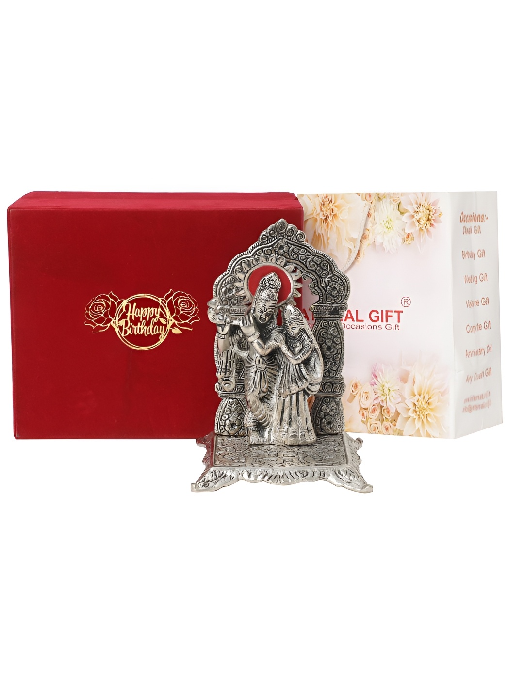 INTERNATIONAL GIFT Silver Toned Radha Krishna Chowki Metal Idol Showpiece With Velvet Box
INTERNATIONAL GIFT Silver Toned Radha Krishna Chowki Metal Idol Showpiece With Velvet Box