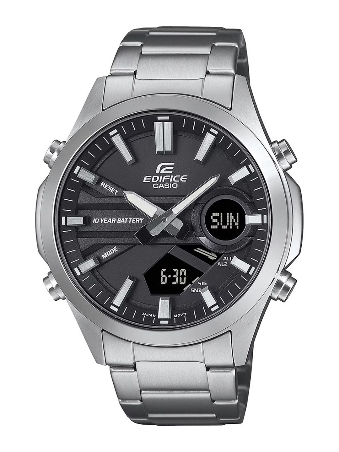 CASIO Men Dial & Stainless Steel Cuff Straps Analogue and Digital Chronograph Watch ED624, Black
CASIO Men Dial & Stainless Steel Cuff Straps Analogue and Digital Chronograph Watch ED624, Black
