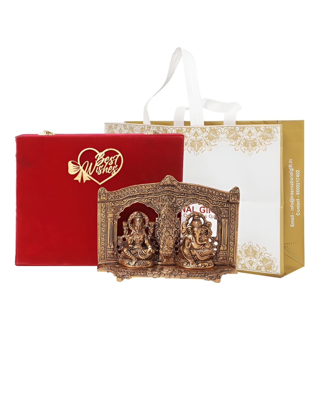 INTERNATIONAL GIFT Copper-Toned Ganesh with "Best Wishes" Tag, Velvet Box & Carry Bag
INTERNATIONAL GIFT Copper-Toned Ganesh with "Best Wishes" Tag, Velvet Box & Carry Bag