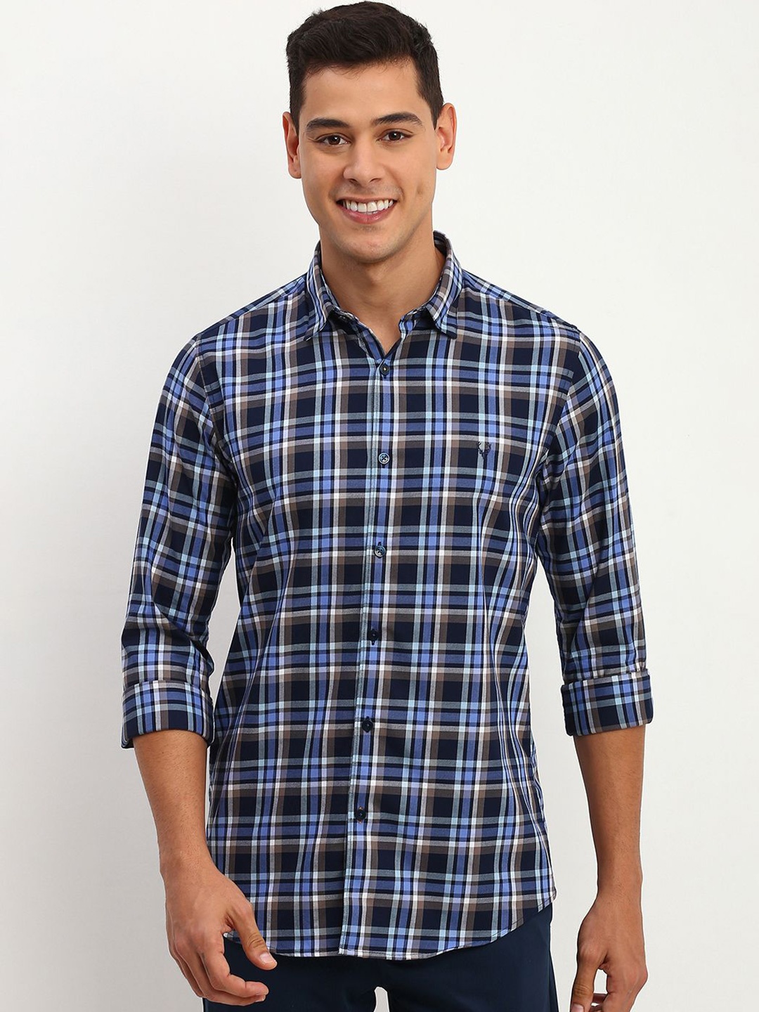 Allen Solly Men Spread Collar Tartan Checked Cotton Slim Fit Formal Shirt, Navy blue
Allen Solly Men Spread Collar Tartan Checked Cotton Slim Fit Formal Shirt, Navy blue