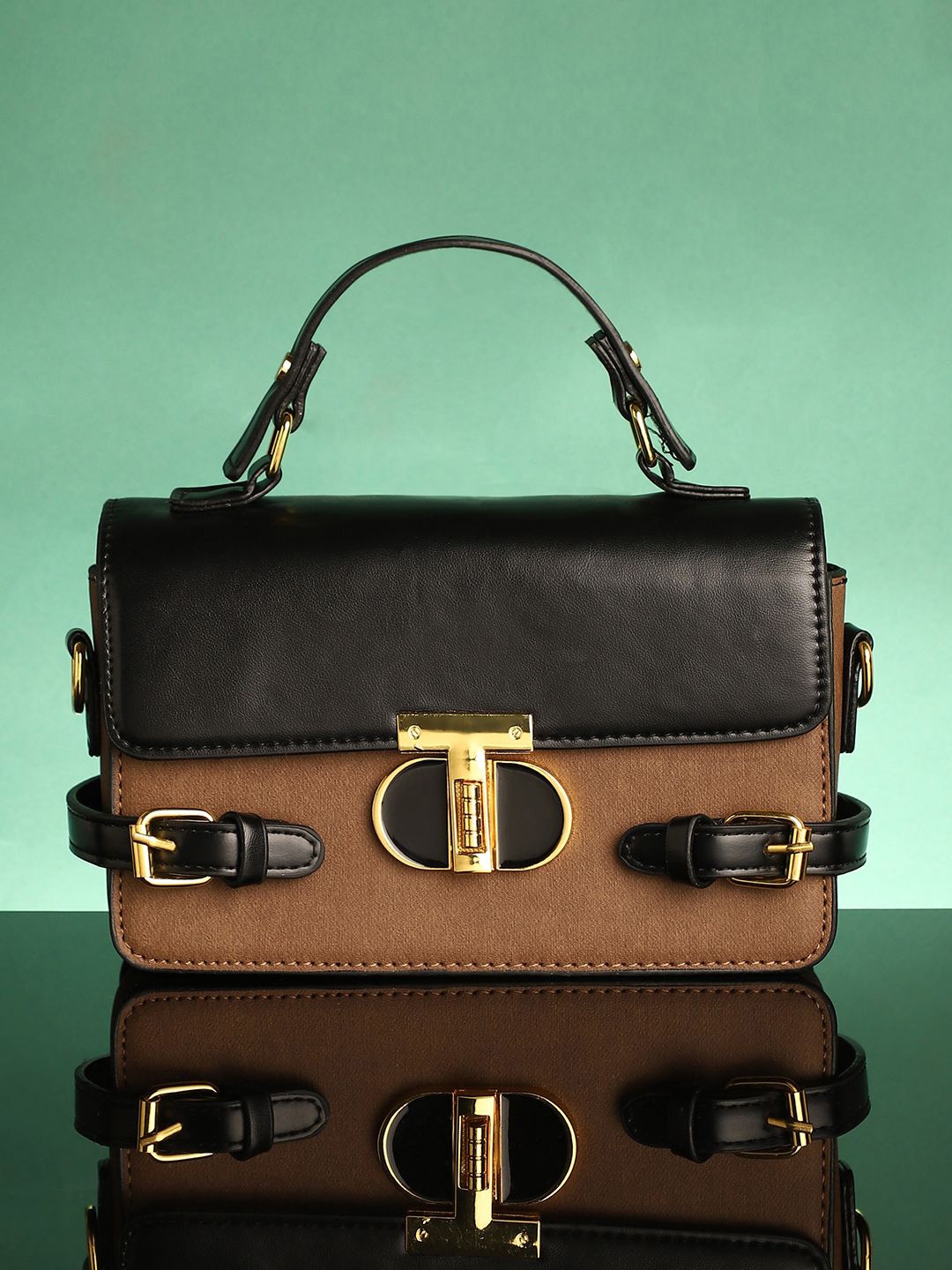 HAUTE SAUCE by Campus Sutra Colourblocked Leather Structured Sling Bag with Applique, Brown
HAUTE SAUCE by Campus Sutra Colourblocked Leather Structured Sling Bag with Applique, Brown