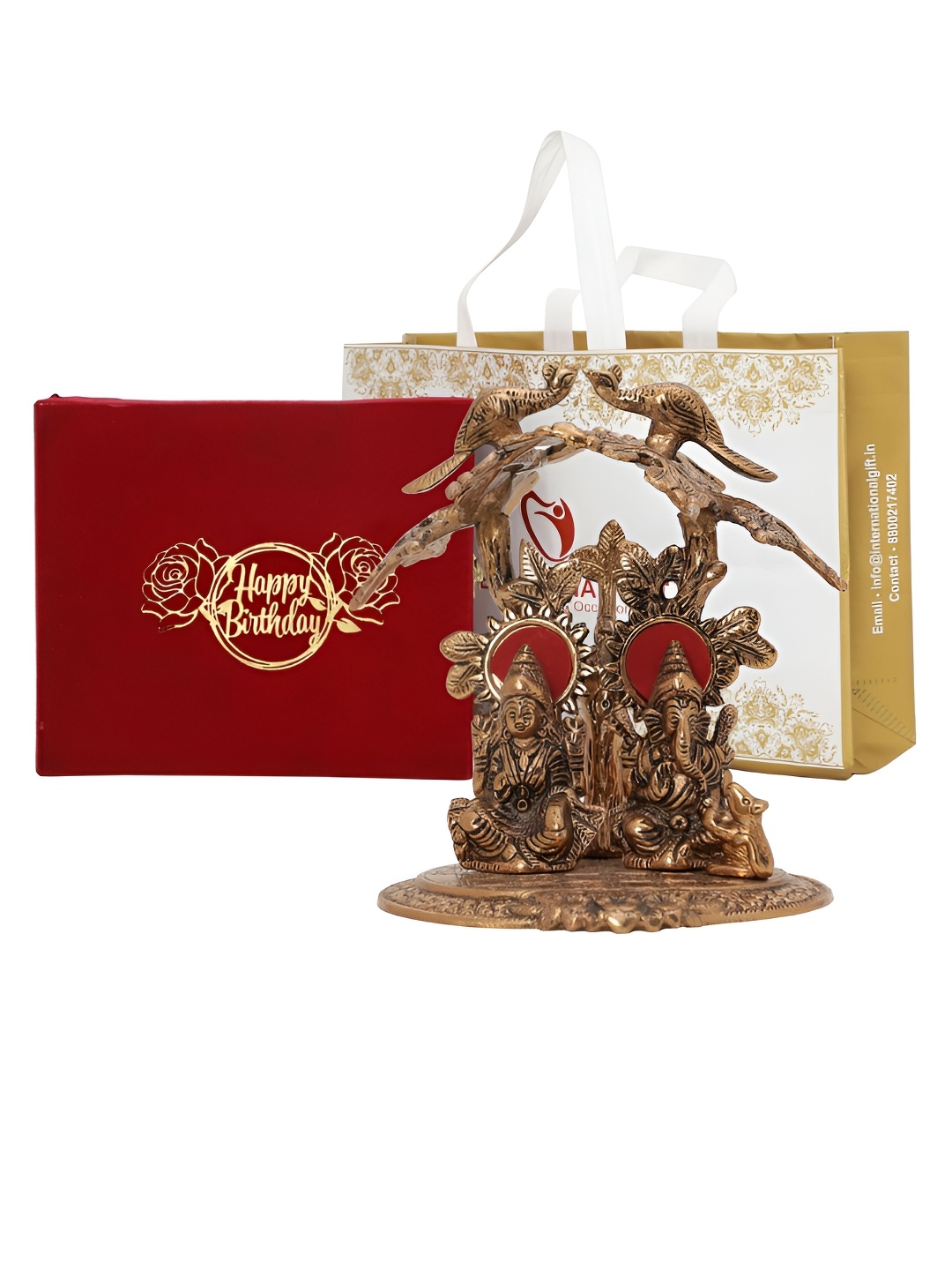 INTERNATIONAL GIFT Brown Lakshmi Ganesh Tree Idol with Happy Birthday Tag & Velvet Box, Copper
INTERNATIONAL GIFT Brown Lakshmi Ganesh Tree Idol with Happy Birthday Tag & Velvet Box, Copper