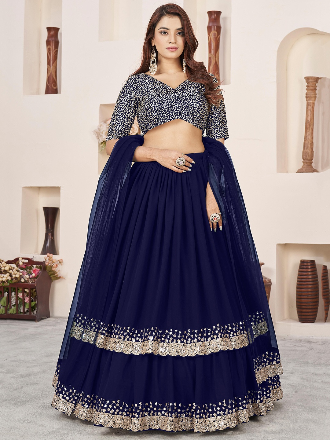 FABPIXEL Embroidered Sequinned Semi-Stitched Lehenga & Unstitched Blouse With Dupatta, Blue
FABPIXEL Embroidered Sequinned Semi-Stitched Lehenga & Unstitched Blouse With Dupatta, Blue
