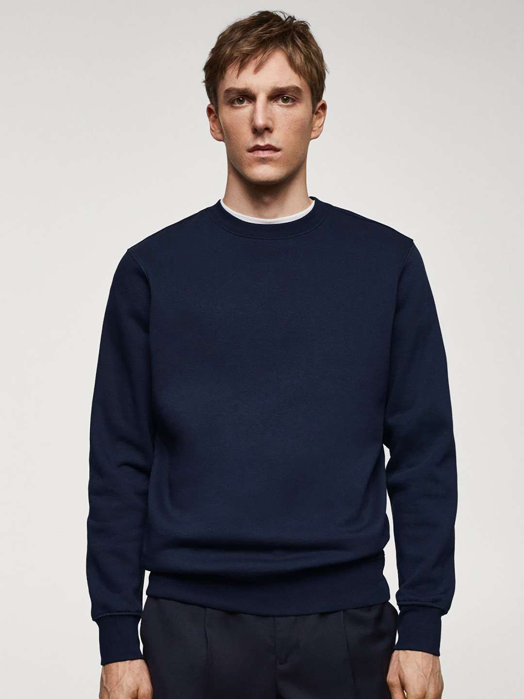 MISCHIEF MONKEY Men Solid Oversized Sweatshirt, Navy blue 
MISCHIEF MONKEY Men Solid Oversized Sweatshirt, Navy blue