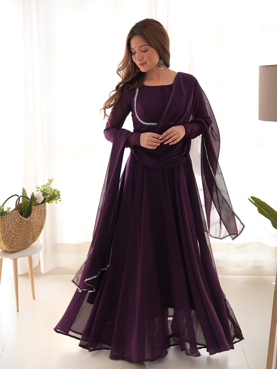 LABELKBBRAND Gotta Patti Silk Georgette Anarkali Kurta With Palazzos & Dupatta, Purple
LABELKBBRAND Gotta Patti Silk Georgette Anarkali Kurta With Palazzos & Dupatta, Purple