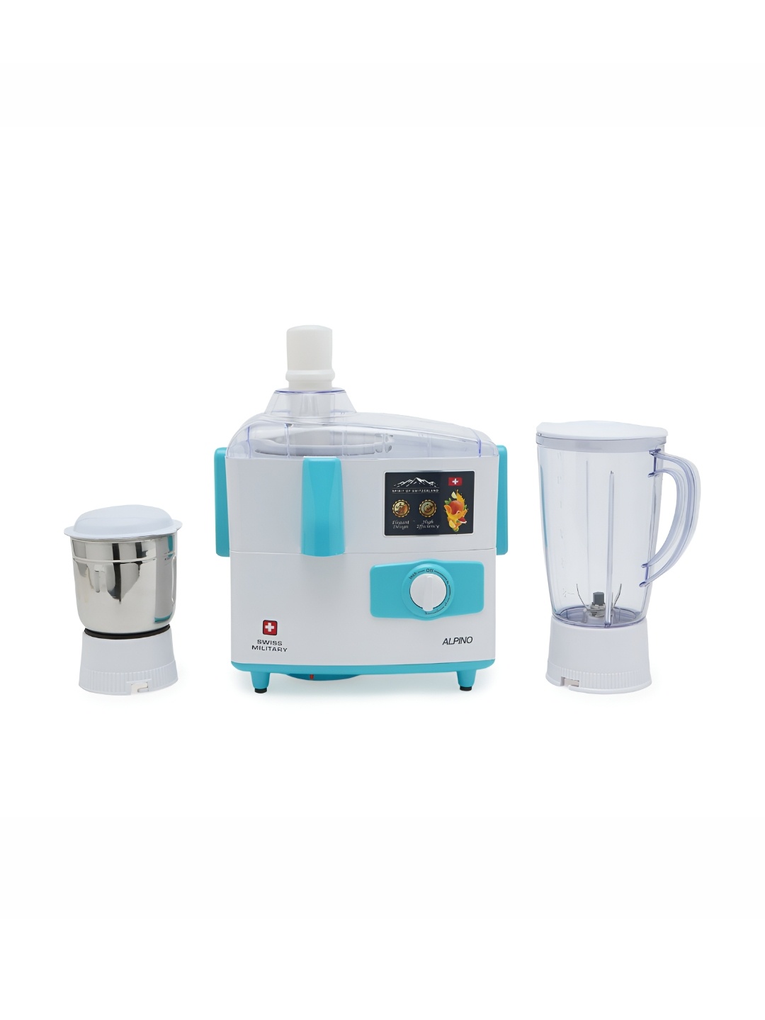 SWISS MILITARY Alpino Turquiose Blue & White Juicer Mixer Grinder With 3 Jars 450W, Turquoise blue
SWISS MILITARY Alpino Turquiose Blue & White Juicer Mixer Grinder With 3 Jars 450W, Turquoise blue