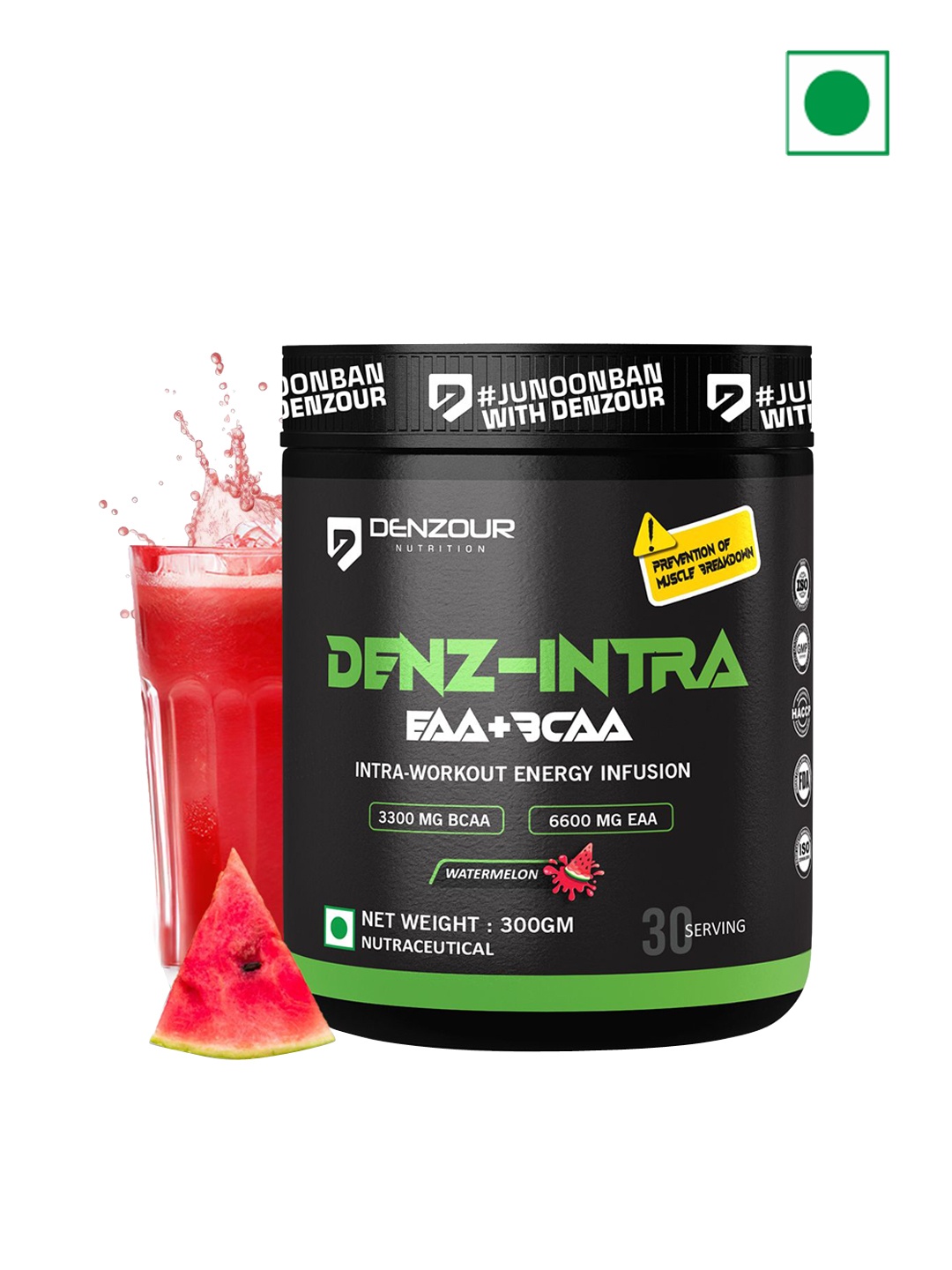 DENZOUR NUTRITION Denz Intra Faa Bcaa Watermelon Flavor Intra Workout Energy Infusion-300g, Black
DENZOUR NUTRITION Denz Intra Faa Bcaa Watermelon Flavor Intra Workout Energy Infusion-300g, Black