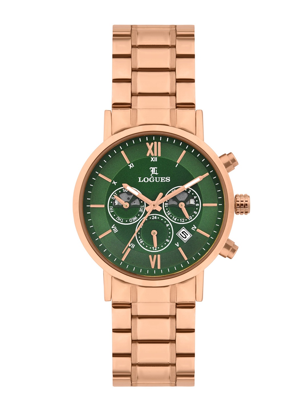 L LOGUES Men Brass Dial & Bracelet Style Straps Analogue Watch G 1971 WM-10, Rose gold
L LOGUES Men Brass Dial & Bracelet Style Straps Analogue Watch G 1971 WM-10, Rose gold