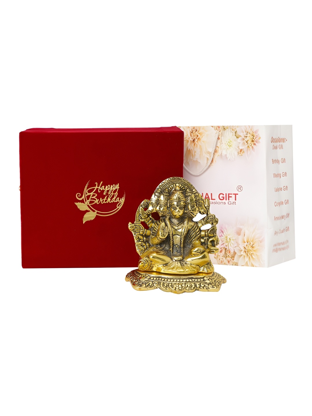 INTERNATIONAL GIFT Golden Panchmukhi Hanuman Idol with Happy Birthday Tag & Velvet Box, Gold
INTERNATIONAL GIFT Golden Panchmukhi Hanuman Idol with Happy Birthday Tag & Velvet Box, Gold