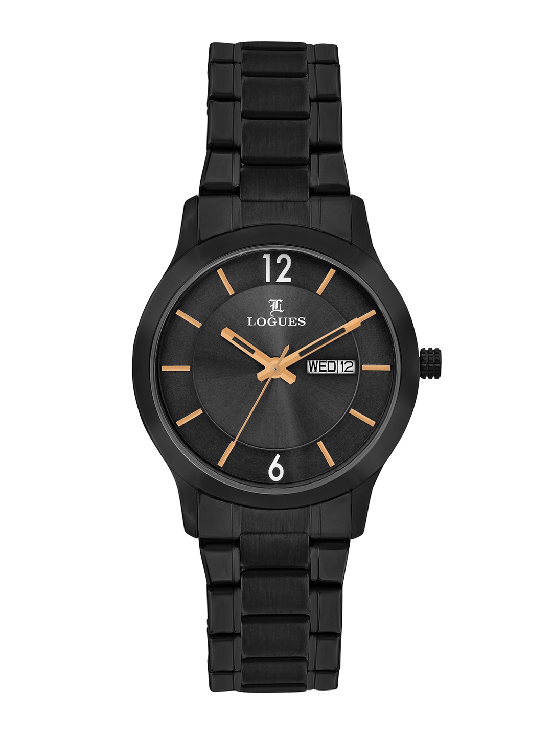L LOGUES Men Brass Dial & Bracelet Style Straps Analogue Watch G E-456 NMD-03, Black
L LOGUES Men Brass Dial & Bracelet Style Straps Analogue Watch G E-456 NMD-03, Black