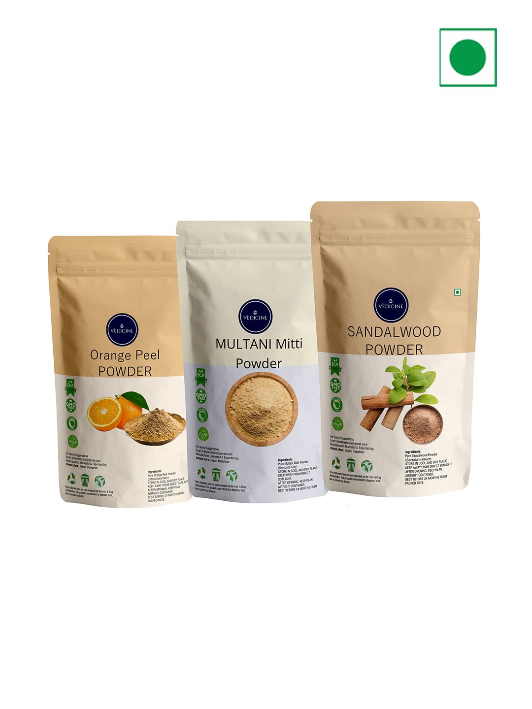 VEDICINE Set Of 3 Orange Peel Multani Mitti Sandalwood Powder Face Pack 100 g Each, White
VEDICINE Set Of 3 Orange Peel Multani Mitti Sandalwood Powder Face Pack 100 g Each, White