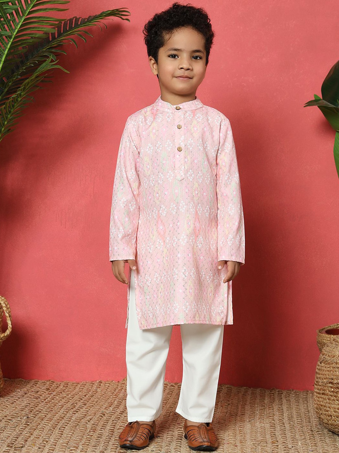 Readiprint Boys Geometric Embroidered Pure Cotton Straight Kurta with Trousers, Pink
Readiprint Boys Geometric Embroidered Pure Cotton Straight Kurta with Trousers, Pink