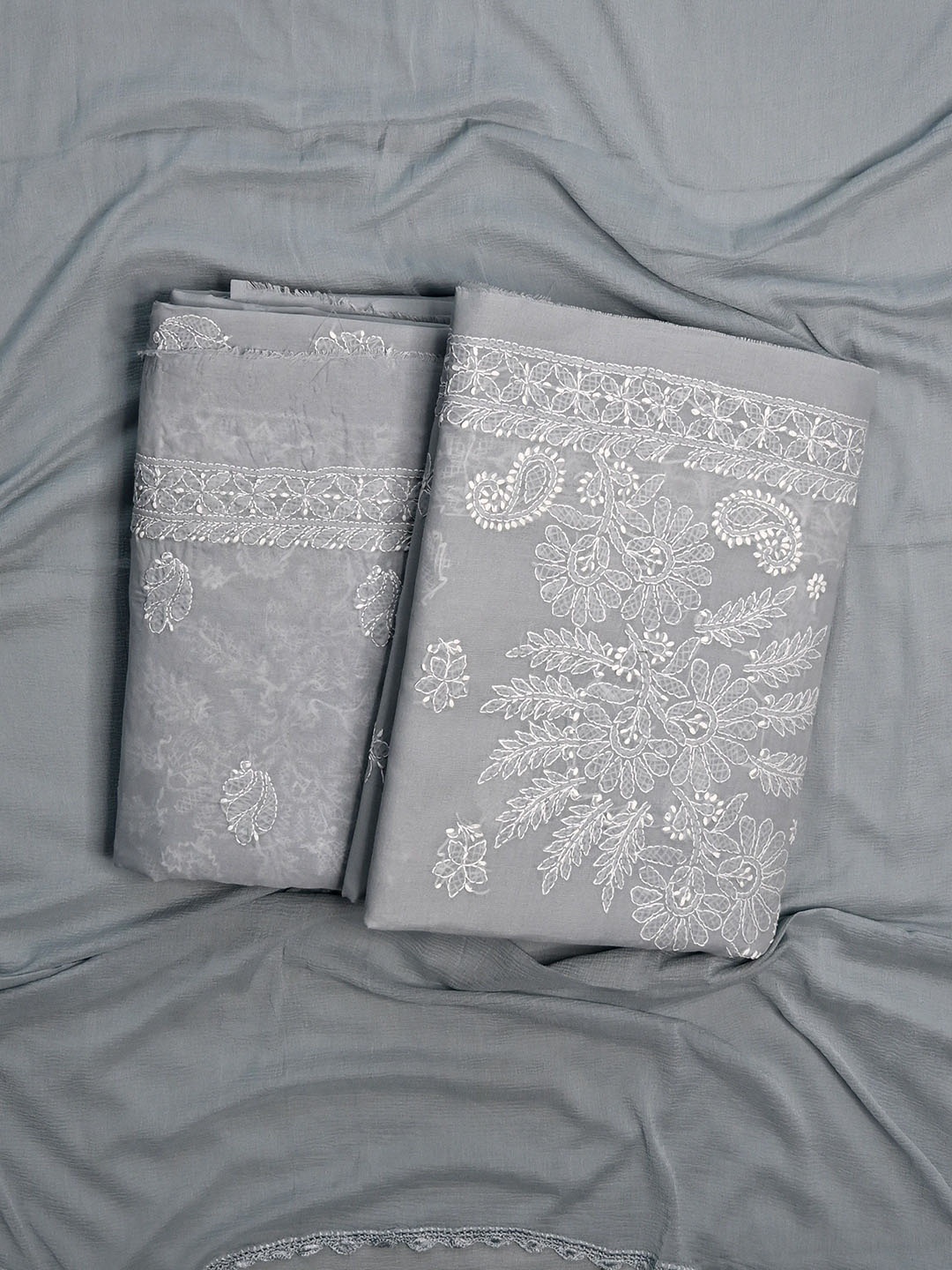 Seva Chikan Ethnic Motifs Embroidered Chikankari Unstitched Dress Material, Grey
Seva Chikan Ethnic Motifs Embroidered Chikankari Unstitched Dress Material, Grey
