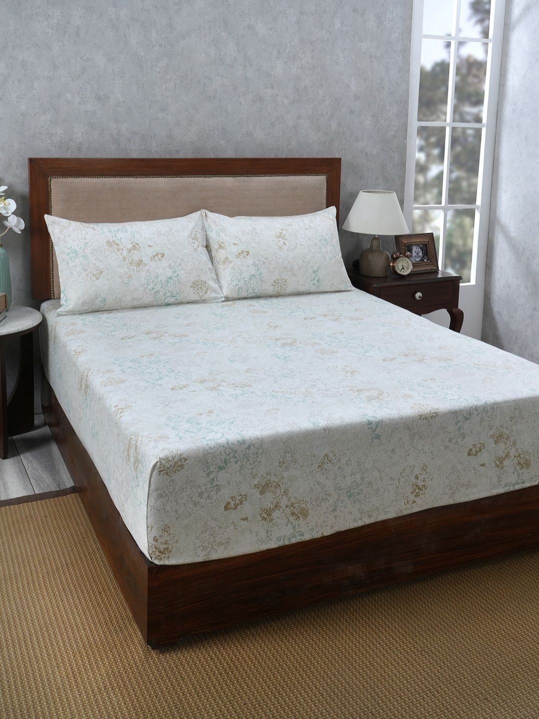 MASPAR PBS Renaissance Green Printed Pure Cotton Double King Bedsheet & 2 Pillow Covers
MASPAR PBS Renaissance Green Printed Pure Cotton Double King Bedsheet & 2 Pillow Covers