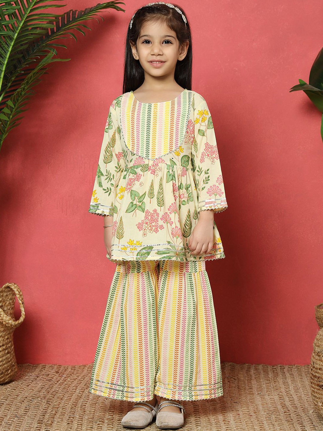 Readiprint Girls Floral Printed Empire Pure Cotton Anarkali Kurti with Sharara, Cream
Readiprint Girls Floral Printed Empire Pure Cotton Anarkali Kurti with Sharara, Cream