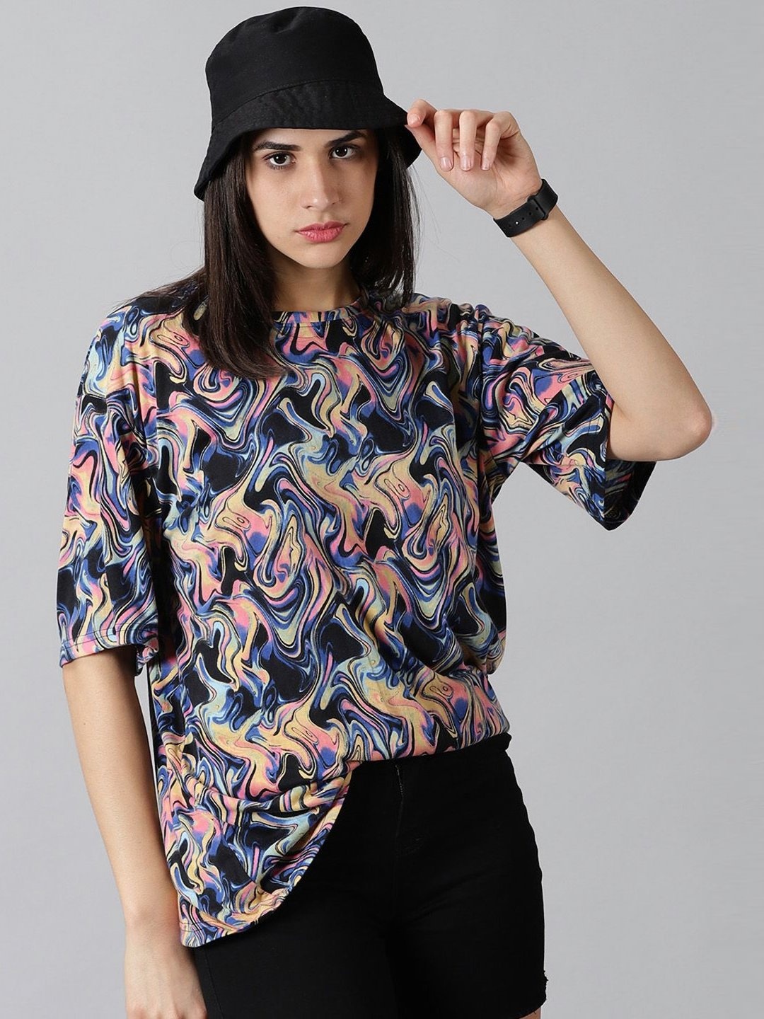 Rodzen Women Abstract Printed Round Neck Cotton Oversized T-shirt, Multi
Rodzen Women Abstract Printed Round Neck Cotton Oversized T-shirt, Multi