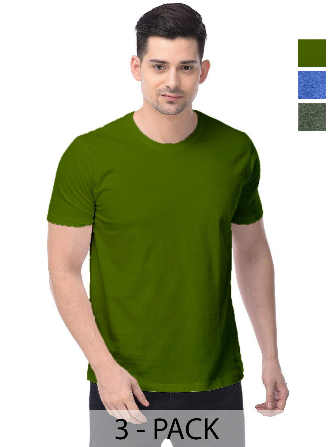COLOR CAPITAL Unisex Pack Of 3 Solid Round Neck Cotton T-shirts, Olive
COLOR CAPITAL Unisex Pack Of 3 Solid Round Neck Cotton T-shirts, Olive