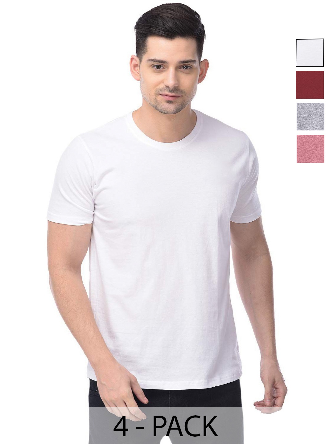 COLOR CAPITAL Unisex Pack Of 4 Solid Round Neck Cotton T-shirts, White
COLOR CAPITAL Unisex Pack Of 4 Solid Round Neck Cotton T-shirts, White