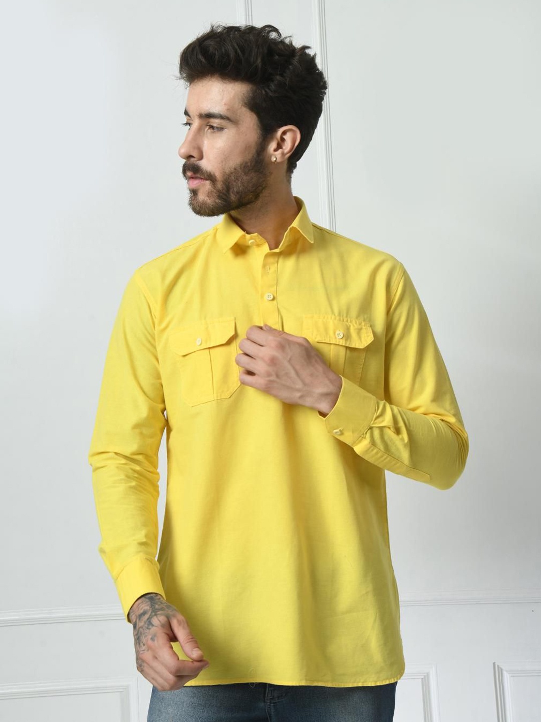 PEBCO Men Classic Spread Collar Solid Cotton Slim Fit Casual Shirt, Yellow
PEBCO Men Classic Spread Collar Solid Cotton Slim Fit Casual Shirt, Yellow