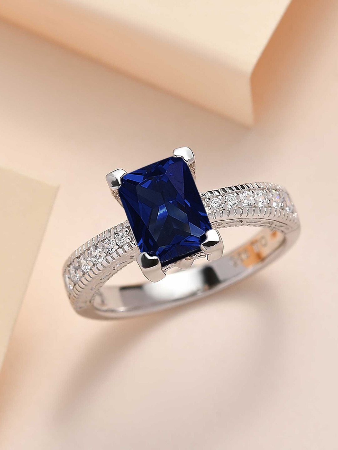 Ornate Jewels Women 925 Sterling Silver Sapphire & American Diamond Classic Cocktail Ring
Ornate Jewels Women 925 Sterling Silver Sapphire & American Diamond Classic Cocktail Ring